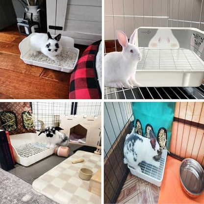 kathson Guinea Pig Litter Box,Bunny Potty Training,Plastic Square Small Animal Toilet,for Hamster Chinchilla Ferret Hedgehog Gerbil(White)