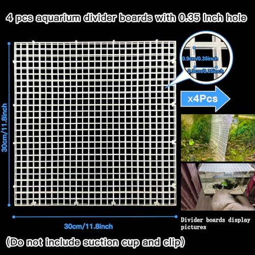 Adjustable Aquarium Fish Tank Divider Filter Bottom Plastic Grid Fish Tank Isolation Board Egg Crate Tray(White, 4pcs 11.8X11.8Inch with 0.35Inch Hole)