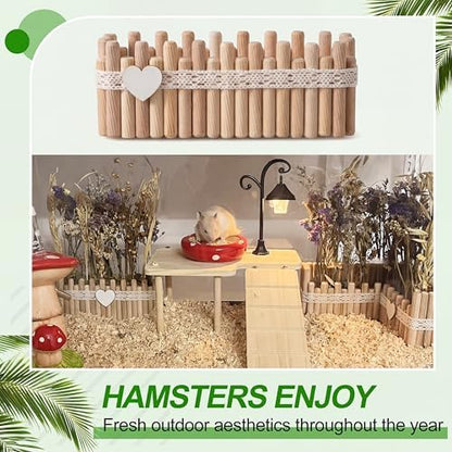 Hamster Cage Sprays Flower Foraging Holder - Natural Wood Feeding Stand, Small Pet Habitat Accessories for Hamsters Mouse Guinea Pig Dwarf Gerbils Syrian Mice (Lace - Rectangle)