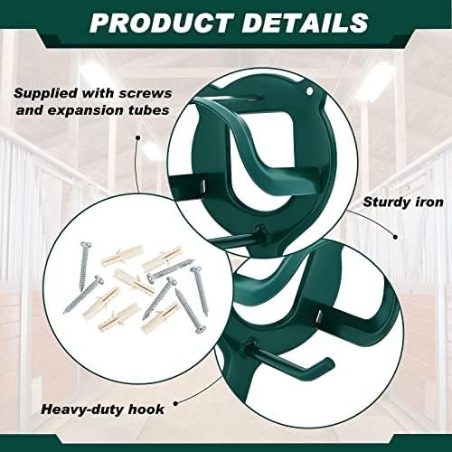 Dunzy 3 Counts Horse Bridle Rack Bracket Bridle Hooks Tack Storage Halter Hanger Metal Holder with Tubes and Screw for Horse Barn Supplies(Dark Green)