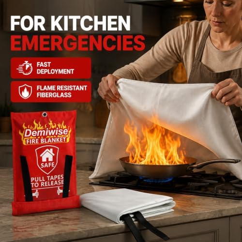 Fire Blankets for Home and Kitchen,8-Pack 40"x40" Emergency Fire Safety Blankets for People House Car Office Warehouse Emergency Survival Safety