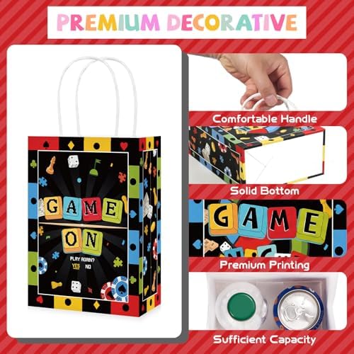 Greencian 16Pcs Game Night Party Favor Bags Family Game Night Goodie Bags