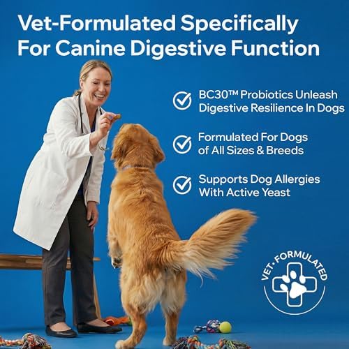 Dog Probiotics For Gut Health, Digestive Health, Sensitive Stomach, Diarrhea, Immunity, Skin/Coat - Probiotics Prebiotics for Dogs - Digestive Enzymes for Gut Flora - Constipation & Gas Relief for Dog