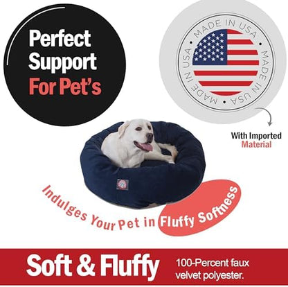 Majestic Pet Micro Velvet Dog Bed, 40 Inch Large, Round, Washable, Navy