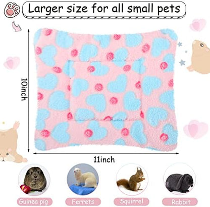 Jetec 4 Pcs Guinea Pig Bed Pads Heart Pattern, 10 x 11 Inch Plush Mat