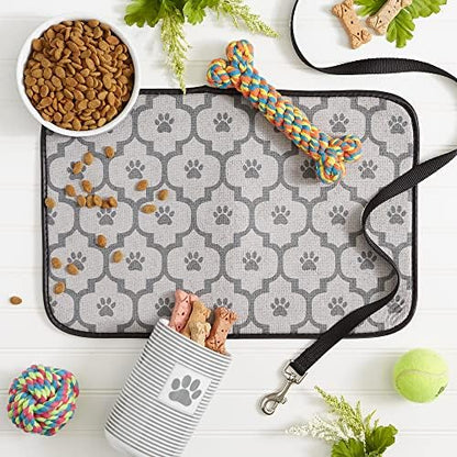Bone Dry Machine Washable, Ultra Absorbent Pet Mat, 12x18, Gray Lattice