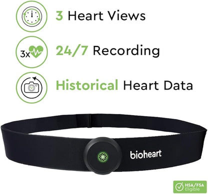 Bioheart | 24/7 Continuous Heart Monitor | No Prescription Needed | Smart Wearable | Chest Strap | One Month Subscription Included