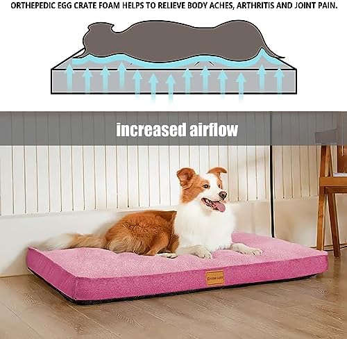 Patas Lague Orthopedic Large Dog Bed Washable Pet Sofa Mat 36''X24'' Pink