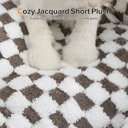 JOEJOY Dog Bed for Large Medium Small Dogs - Rectangle Orthopedic Dog Sofa Bed, Cute Modern Puppy Bed with Jacquard Shaggy Plush & Anti Slip Bottom, 30x24x9inches, Cofffee
