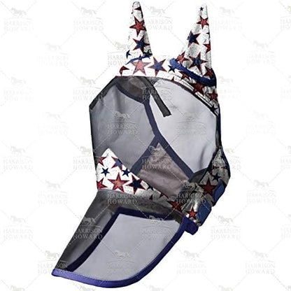 Harrison Howard LumiVista Horse Fly Mask Long Nose with Ears UV Protection for Horse Dream Star L Full Size