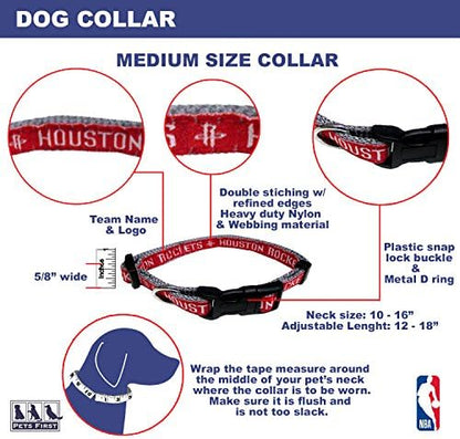 Pets First NBA PET Collar HOUSTON ROCKETS Dog Collar, Size Medium Basketball Team Collar for Dogs & Cats. A Shiny & Colorful Dog & Cat Collar Licensed by the NBA