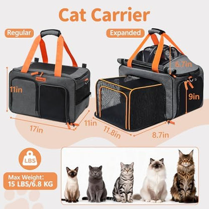 Soft Sided Cat Pet Dog Carrier, Large Airline Approved Travel Bag