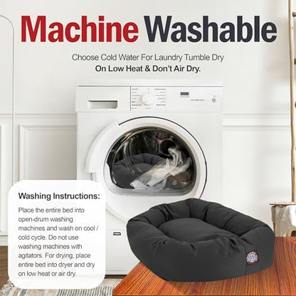 Majestic Pet Bagel Calming Dog Bed, 32 Inch Medium, Round, Washable, Gray