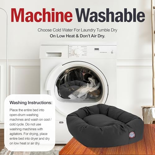 Majestic Pet Bagel Calming Dog Bed, 52 Inch X-Large, Round, Washable, Gray