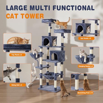 DUMOS Tall 71 inch Cat Tree Tower with Scratching Posts, Indoor Cats Use