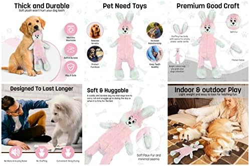 FGA MARKETPLACE Pink Rabbit-Duck Flat NO Stuffing NO Squeak Plush Dog Toy, Funny Style Will Entertain Your Pet for Hours, Recommended for Small and Medium Dog 21 INCH Long