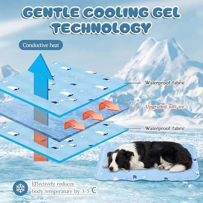 Nuanchu Pet Cooling Mat, Sky Blue Bear, 23.62 x 35.43 Inches, 1 Pcs