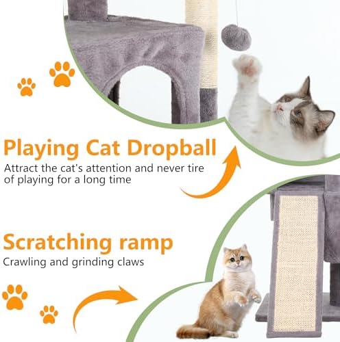 FDW | 36" Cat Tree Tower | Ashy | Sturdy Multi-Level Cat Tree
