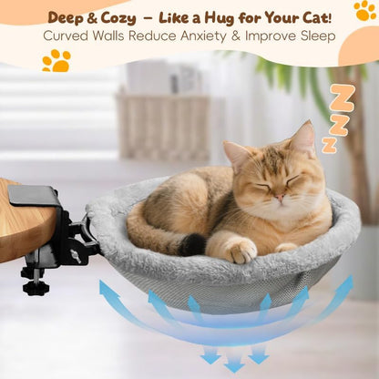 Cat Bed for Desk |2 Machine-Washable Covers |Foldable Cat Bed Desk Mount