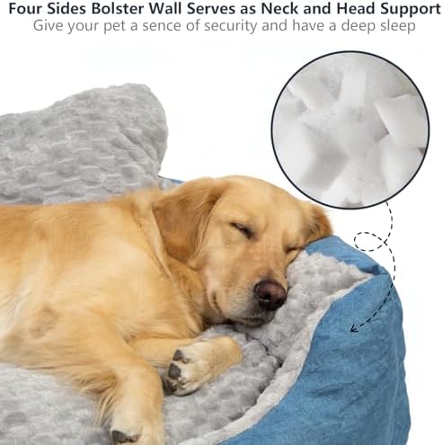 Medium Dog Bed, Orthopedic Bolster Sofa with Soft Plush Cushion, Machine Washable Non-Slip Bottom for Joint Pain Relief, 30"x24"x13" All Season Comfort for Dogs Up to 33 lbs