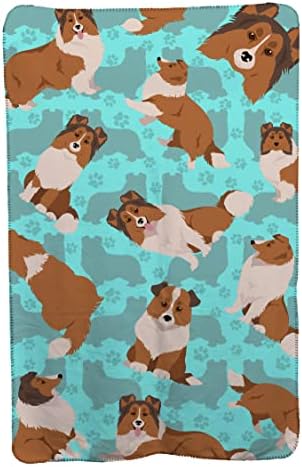 Caroline's Treasures MLM1035TBLT Sheltie Soft Travel Blanket with Bag Airplane Blanket, Indoor Outdoor Camping Blanket for Traveling, Picnics, Beach Trips, Concerts