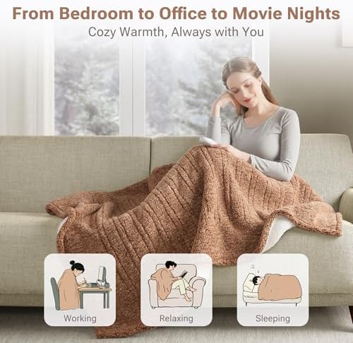 True North by Sleep Philosophy Heated Throw Blanket, 50 x 60, Brown