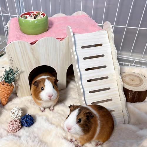 Small Guinea Pig Hideout Hamster Wood House Platform Rat Hides