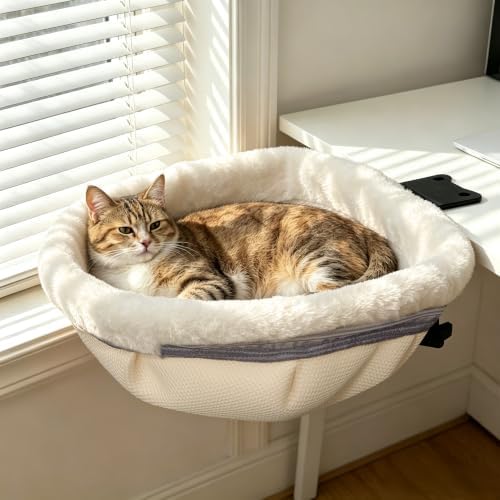 Cat Desk Bed, Desk Mounted Cat Hammock with Steel Clamp