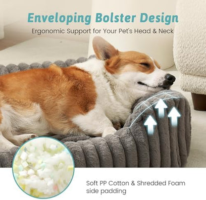 COZY KISS Orthopedic Pet Bed for Small Dogs & Cats - Washable Rectangle Pet Bed with Anti-Slip Bottom, Soft Calming Cat & Puppy Bed for Indoor Pets (30"x23"x7", Grey)