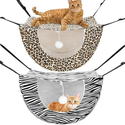 Unittype 2 Pieces Cat Cage Hammock Hanging Pet Bed, 2 Styles, Leopard