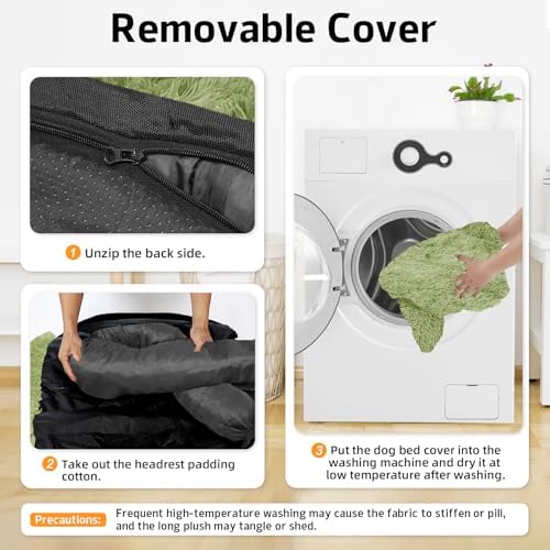 GGIB Calming Dog Bed Fluffy Plush Dog Mat for Furniture Protector with Removable Washable Cover for Large Medium Small Dogs and Cats (Extra Large (53x39.3x6), Grass Green)