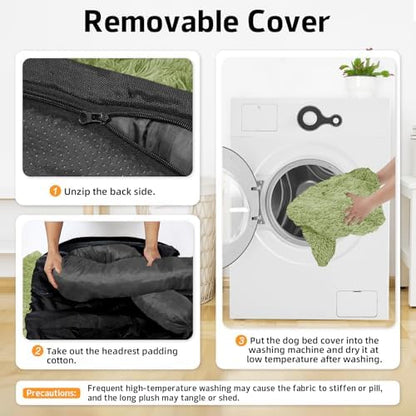 GGIB Calming Dog Bed Fluffy Plush Dog Mat for Furniture Protector with Removable Washable Cover for Large Medium Small Dogs and Cats (Extra Large (53x39.3x6), Grass Green)