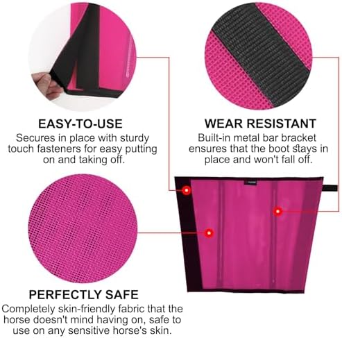 Horse Fly Boots, Breathable Mesh Protection Set of 4, Comfortable Horse Leggings, Breathable Mesh Design, Equine Supplies for Reduce Stomping, Hoof Damage & Leg Fatigue (Rose Red, Large)
