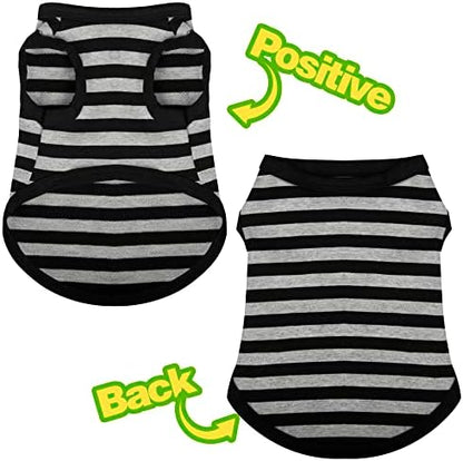 Paiaite 3 Pieces Striped Dog Shirt Light Color Cotton Sleeveless Puppy Shirts Breathable Pet Apparel Tank Top Colorful Puppy Sweatshirt Clothes for Small Medium Dogs XXS