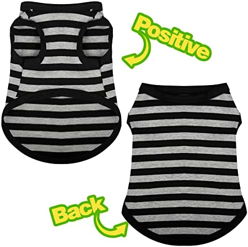 Paiaite Striped Dog Shirt Happy Color Cotton Sleeveless Puppy Shirts Breathable Pet Apparel Tank Top Colorful Puppy Sweatshirt Clothes for Small Medium Dogs Black XXS