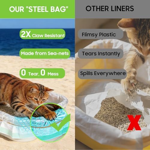 24 Pack Super Jumbo Cat Litter Box Liners 45" x 18", Heavy-Duty Litter Bags