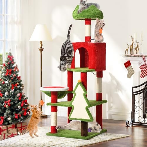 YITAHOME 54in Christmas Cat Tree Tower for Indoor Cats with Cat Condos