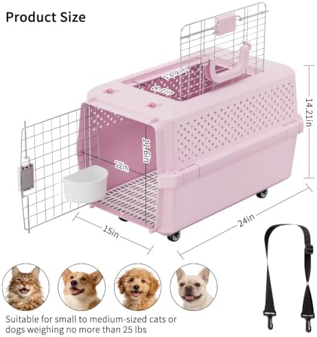 RIZZARI Hard-Sided Carrier: Opening Top Rolling Crate Ventilated 25 lbs