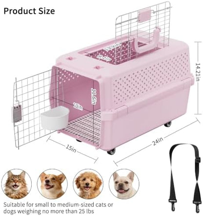 RIZZARI Hard-Sided Carrier: Opening Top Rolling Crate Ventilated 25 lbs