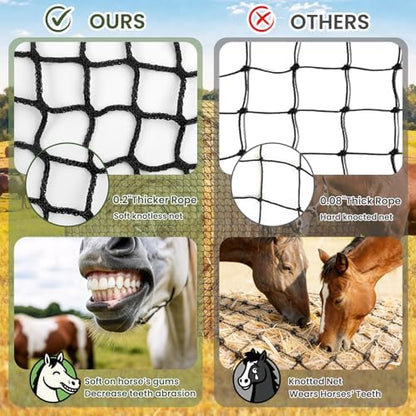 6x6 FT Round Bale Hay Net, 2-Inch Slow Feed for Horses and Goats