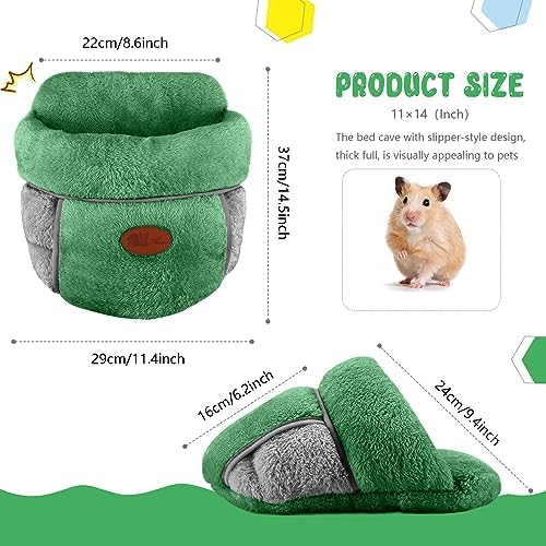 YUEPET Guinea Pig Bed Cuddle Cave, Warm Fleece Hideout, Green