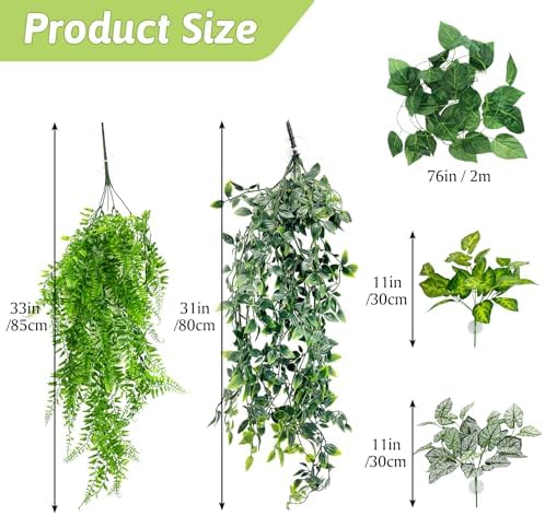 Hamiledyi Reptile Plants for Terrarium Hanging Fake Leaves with Suction Cup