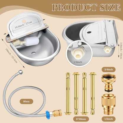 Bokon 4 Set Stainless Steel Automatic Livestock Waterer for Horses Dogs