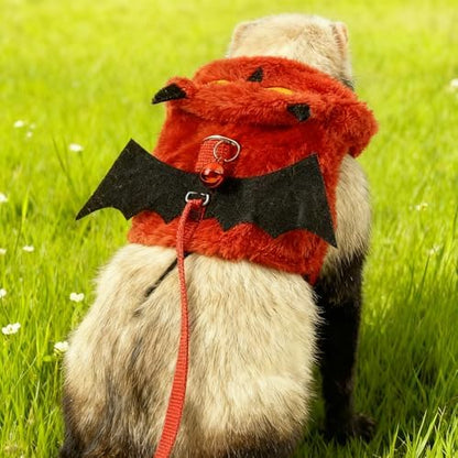 Small Animal Harness and Leash Set, Adjustable Escape-Proof Ferret Harness Vest for Adult Ferret, Meerkat, King Squirrel & Fancy Rat, Soft Comfortable Pet Walking Harness with Red Leash