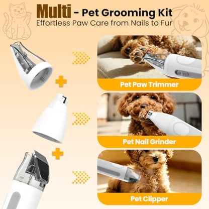 Dog Grooming Kit with Vacuum, 12000Pa Pet Electric Clipper & Nail Grinder