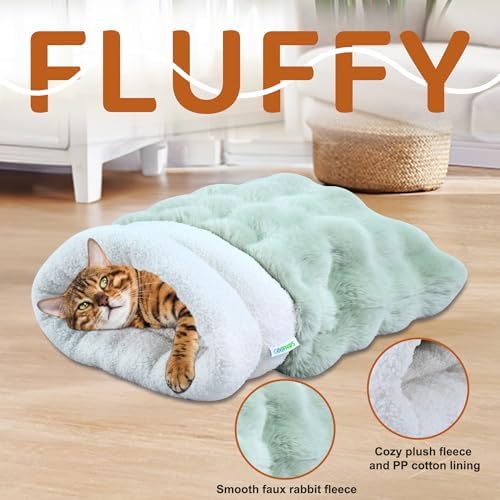 3 in 1 Semi-Enclosed Self Warming Burrow Cat Bed Sleeping Cave