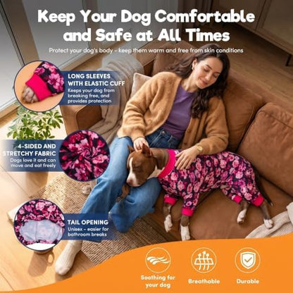 LovinPet Dog Party Apparel, Stretchy Fabric, Berry Roses Print, Pink, 2XL