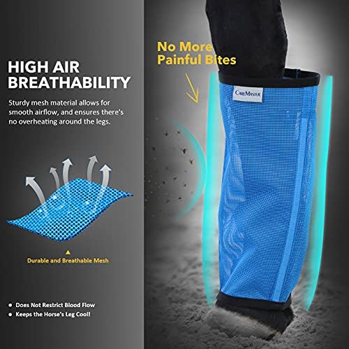 Fine Mesh Fly Boots Loose Fitting & Non-Slip Horse Fly Leggings No More Horsefly Nuisance Greatly Reduce Stomping Breathable with Natural Air Flow (Set of 4)