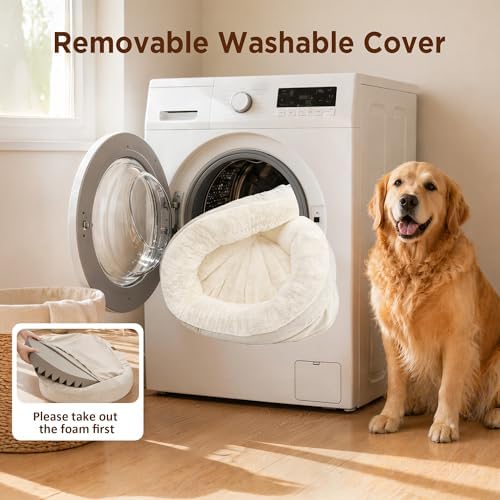 Waterproof Orthopedic Dog Bed for Large Dogs, Light Beige