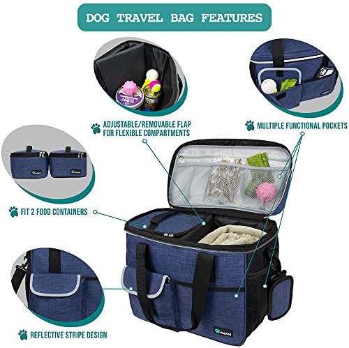 PetAmi Dog Travel Bag Organizer, Pet Supplies Diaper Tote, Navy Blue Medium